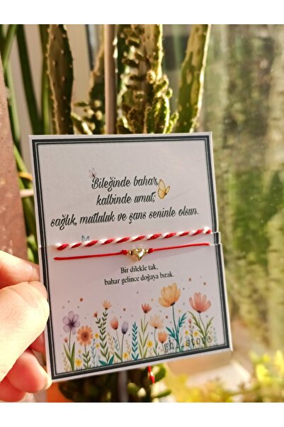 GHL STORY Marteniçka İkili Bileklik Set Kalp Ve Kırmızı Beyaz İp Bağlamalı 10...