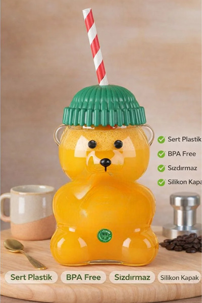 AYGÖREN HOME Ayıcık Şekili Su Matarası Su Şişesi Suluk 600 ml Bpa Içermez Sul...