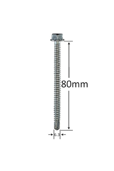 Gray Square Surub Autoforant Cap Hexagonal 6.3x80mm Zincat - 100buc/cutie