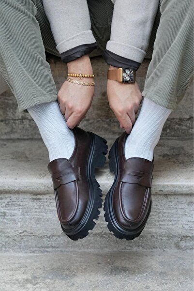 TETRİ Denver Model Genuine Leather Handmade Brown Casual Shoes