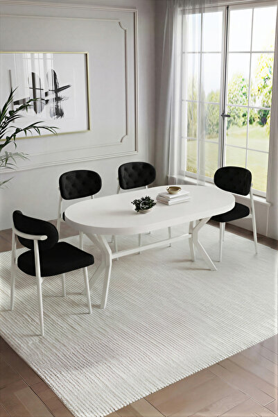 BY ORHAN GÜZEL POLO BOHEM MUTFAK MASASI TAKIMI OVAL MASA 4-6 KİŞİLİK KAPİTONELİ