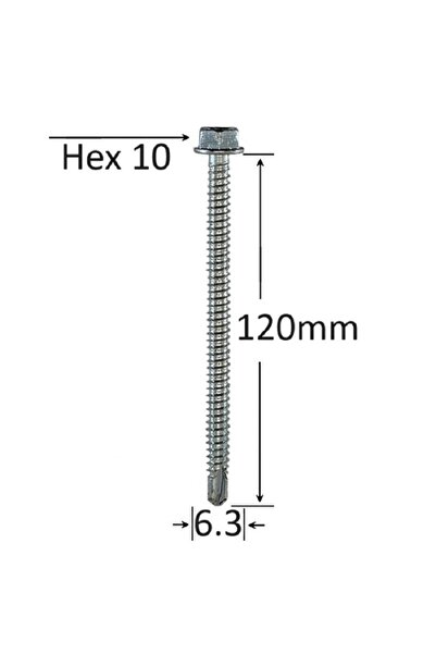 Gray Square Surub Autoforant Cap Hexagonal 6.3x120mm Zincat - 50buc/cutie