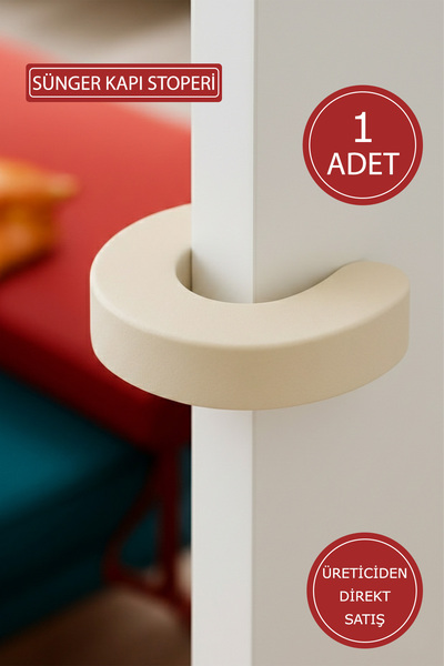 İdeal Baby 1 Adet Beyaz Sünger Kapı Stoperi Sünger Kapı Durdurucu Güvenlik Ür...