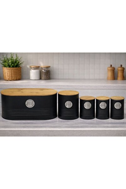 PAZARAKOŞ مجموعة توابل إكليليك سيريز الفاخرة باللون الأسود، 5 قطع