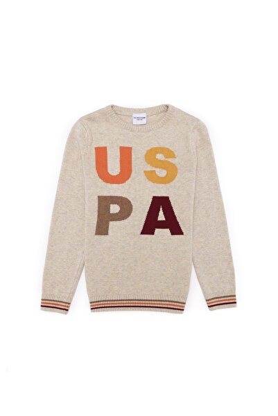 U.S. Polo Assn. Boy's Stone Melange Crew Neck Knitwear Sweater 50256699-Vr225