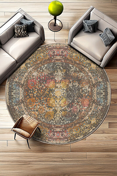 BigArts Home Modern Etnik Canlı Renkli Salon Mutfak Halısı Yolluk ve Yuvarlak...