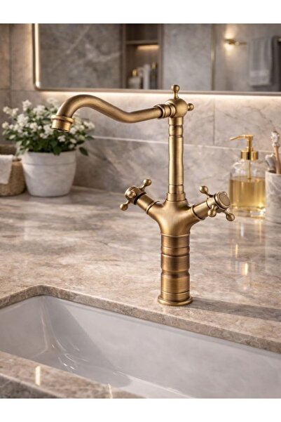 FLEKO Rustik Antika Gold Eviye Banyo Bataryası