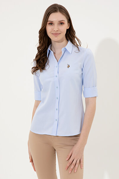 U.S. Polo Assn. Women's Light Blue Long Sleeve Basic Shirt 50246414-Vr003
