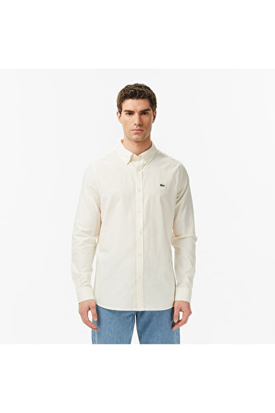 Lacoste Erkek Slim Fit Düğmeli Yaka Bej Gömlek