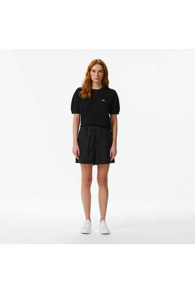 Lacoste Kadın Relaxed Fit Siyah Bermuda Şort