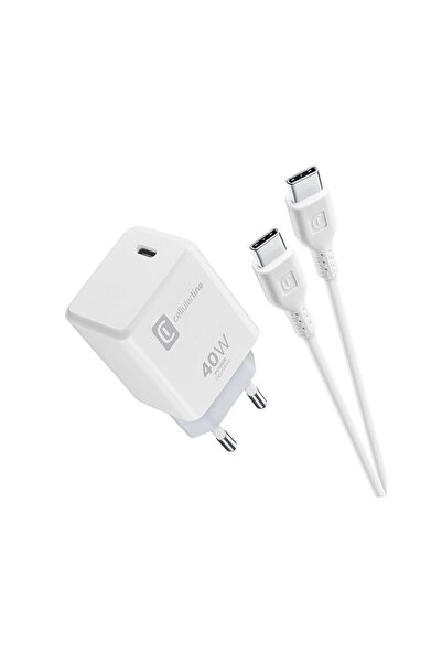 Cellular Line CELLULARLINE 40W PD USB-C ŞARJ KİTİ ( ADAPTÖR + KABLO ) - BEYAZ