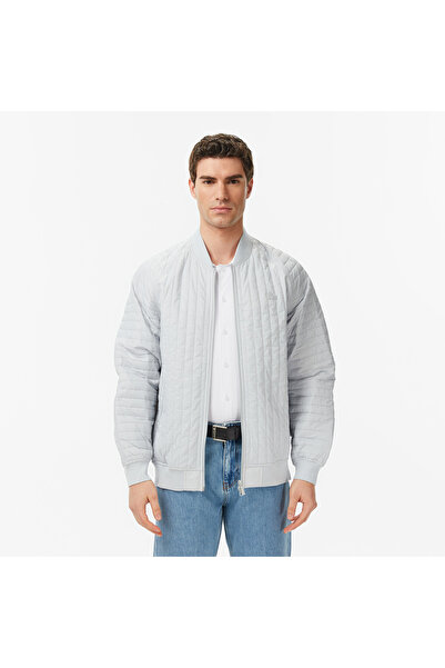 Lacoste Erkek Relaxed Fit Fermuarlı Gri Bomber Ceket
