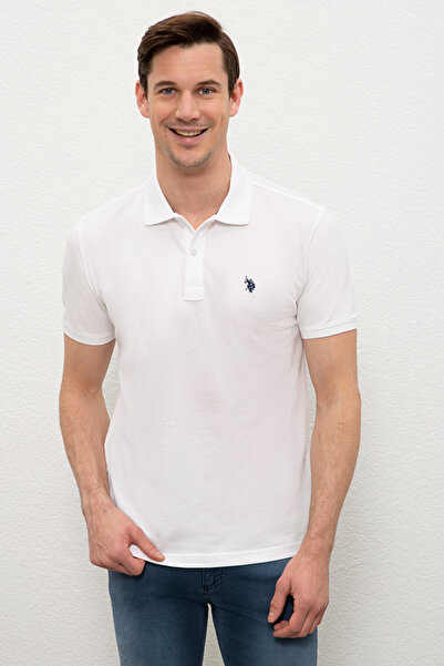 U.S. Polo Assn. Men's White Basic Polo Collar T-Shirt 50232303-Vr013