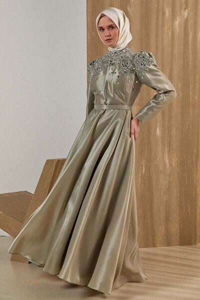 Setrms İşlemeli Tafta Abiye Elbise