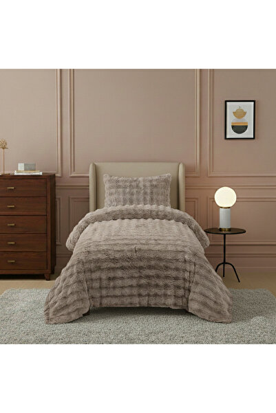 LALHOME Loria Plush Bedspread Single Brown