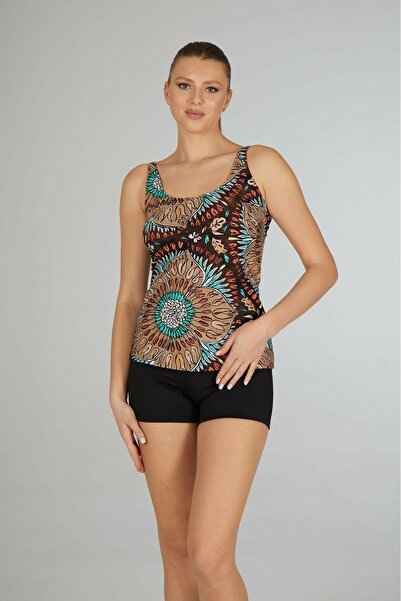 Estiva Γυναικείο Μανγκάλα Με σχέδιο Μαύρο Σορτς Τανκίνι με Σχέδιο