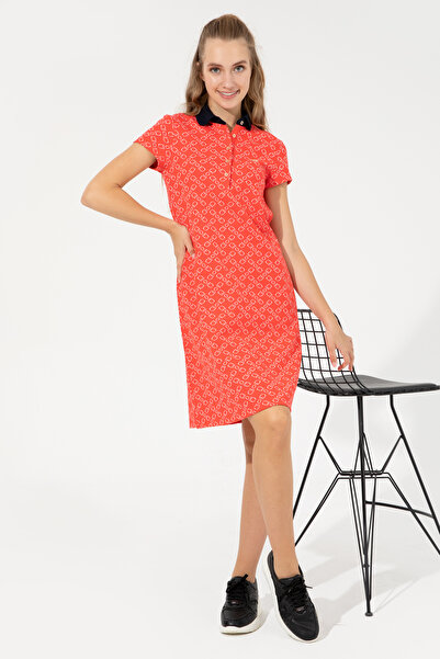 U.S. Polo Assn. Women's Red Polo Collar Knitted Dress 50248908-Vr213