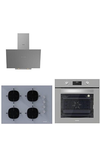Silverline Gri Cam Ankastre Set 3481 - CS5665S01 65CM Ocak - BO6502S02 Turbo