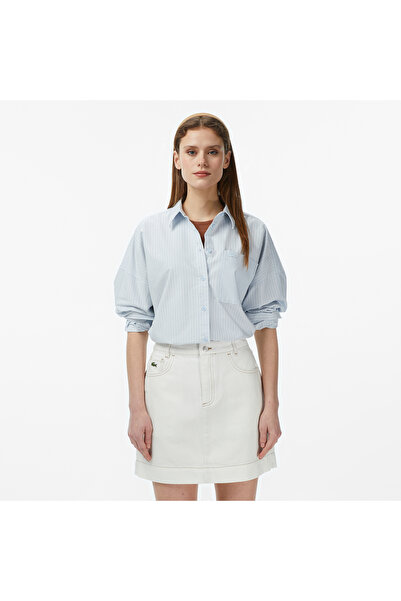 Lacoste Kadın Relaxed Fit Mavi Gömlek