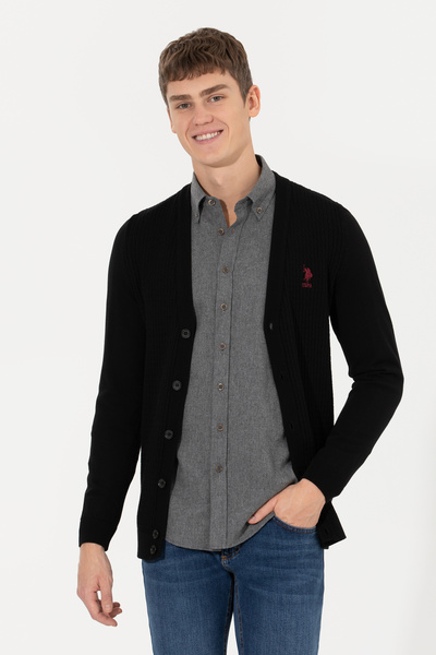 U.S. Polo Assn. Men's Black Basic Knitwear Cardigan 50253442-Vr046