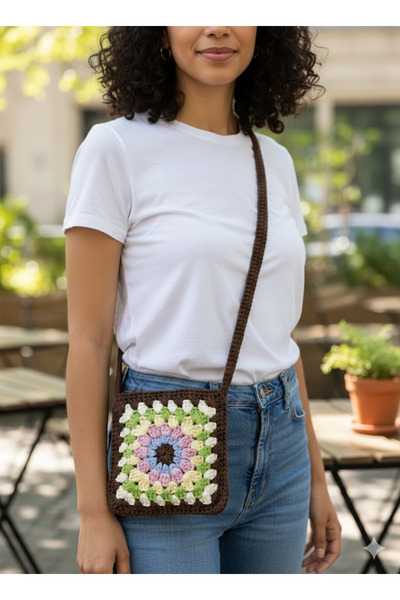 Lapka Design El Örgüsü Motifli Omuz Çantası