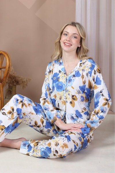 mervemoda Women's Cotton Trousers Pajama Set