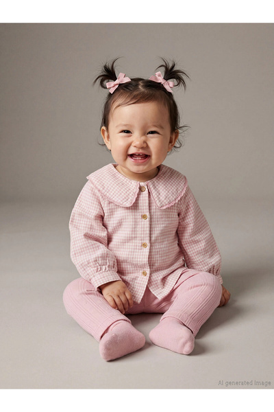 LC Waikiki Lcw Baby Ecru Baby Collar Girl's Shirt and Leggings