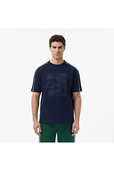 Lacoste Erkek Relaxed Fit Bisiklet Yaka Baskılı Lacivert T-Shirt