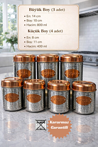 CHANCE GİFT 7-Piece Luxury Jar Set Stainless Steel Spice and Storage Set Deco...