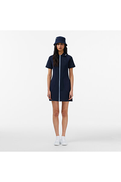 Lacoste Kadın Classic Fit Kısa Kollu Lacivert Elbise