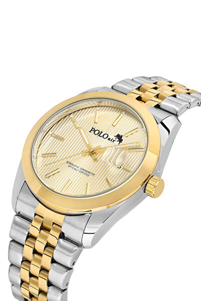 Polo Air Men's Wristwatch with Lens Calendar Gold Silver Color Pl-7074E9X