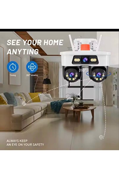 AMIN Camera Supraveghere WiFi Jortan 9MP, 3 Lentile, Dual Head, PTZ 355°, Nig...