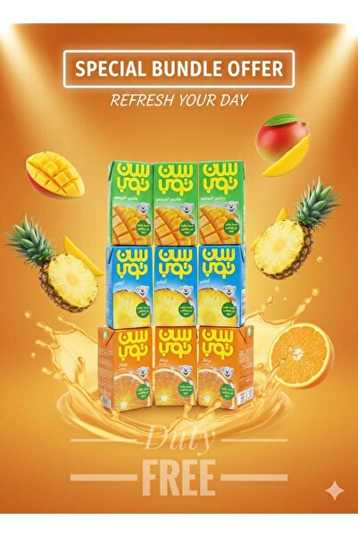 hijazigroup Sun Top 9’lu Meyve Suyu Seti 125ml – Mango, Ananas & Portakal Kar...