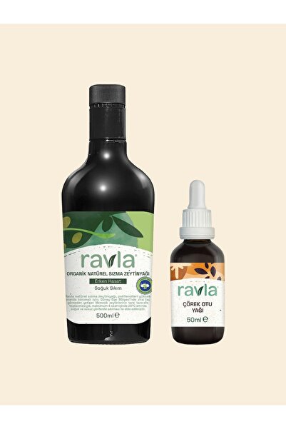 Ravla 2'li Ürün - Organik Erken Hasat Zeytinyağı – İçimlik 500ml / Çörek Otu ...