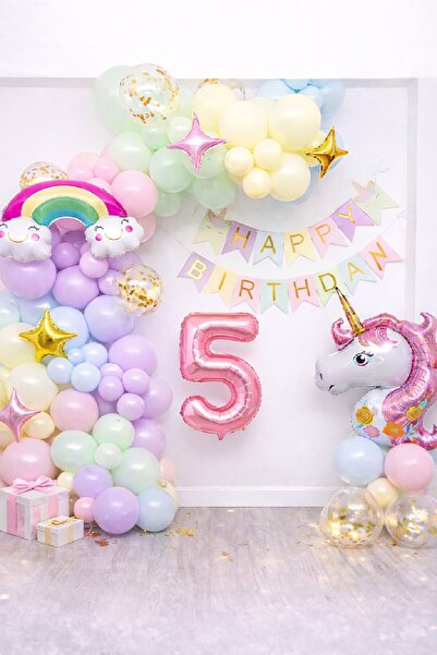 BKMC PARTY Set de decorațiuni pentru ziua de naștere, cu tematică unicorn și ...