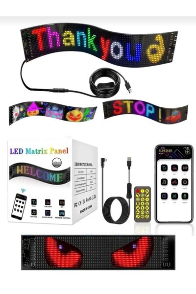 Bakmakistersen Led Matrix Panel Rgb Ekran Kumandalı App Kontrollü İşyeri Araç...