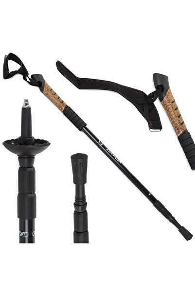 zola Trekking pole, adjustable length 64-135 cm, aluminium, black-brown