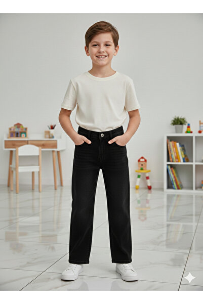 ERDEM KIDS Boys' Cotton Elastic Waist Baggy Jean Pants Comfortable Fit Wide L...