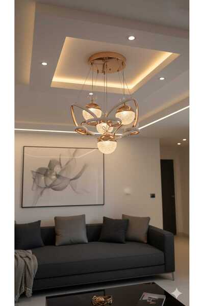 Bohem Aydınlatma Gold Kelebek Sarkıt 4'Lü Modern 3 Renk LED Avize (Beyaz Sarı...