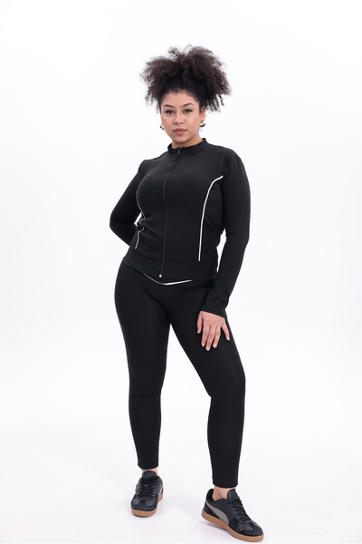 İNCEYAŞAM Γυναικείο σετ κοτλέ αθλητικών ειδών για σάουνα με φερμουάρ μακρύ κο...