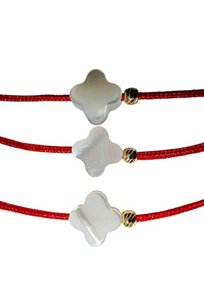 Zephyrs Bijoux SET of 3 2mm 14k gold ball cord bracelets and clover white mot...