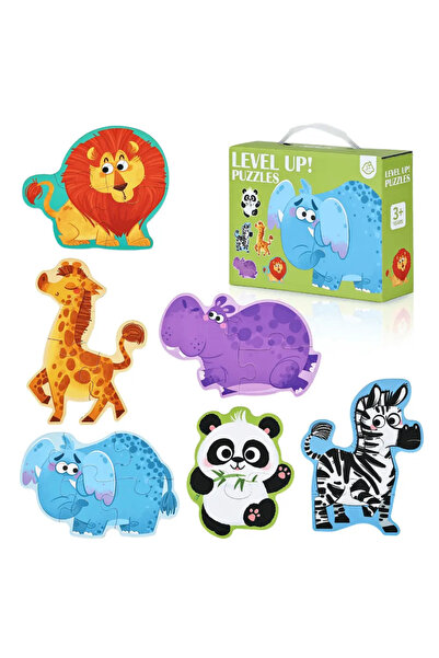 Level Up Puzzle, 6 figurine - Wild Animals, 3 years+