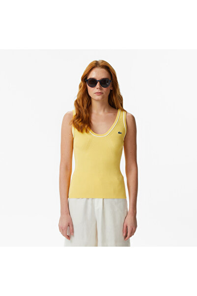 Lacoste Kadın Slim Fit Sarı Bluz