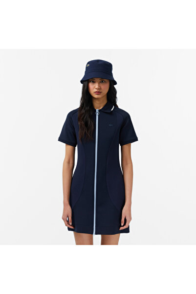 Lacoste Kadın Classic Fit Kısa Kollu Lacivert Elbise