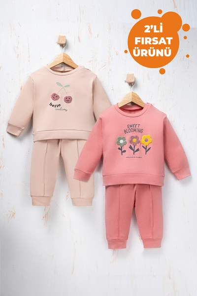 Rocha Baby Rocha Bebek 2'li Fırsat Seti - Kiraz ve Çiçek Nakışlı 4'lü Pamuklu...