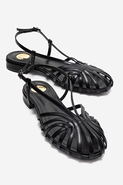 LuviShoes Liss Black Skin Women's Sandals