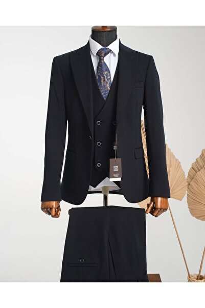 Taxi Giyim Üçlü Takım Elbise - Zara Kumaş - Lacivert - TG3ZL7