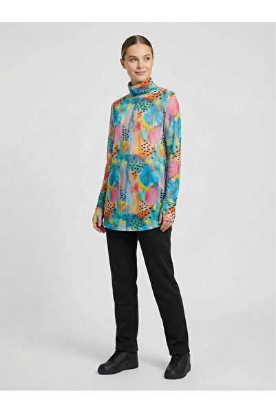 FD SPORTS GYM-FIT Balıkçı Yaka Quick Dry Eşofman Üstü - Desenli