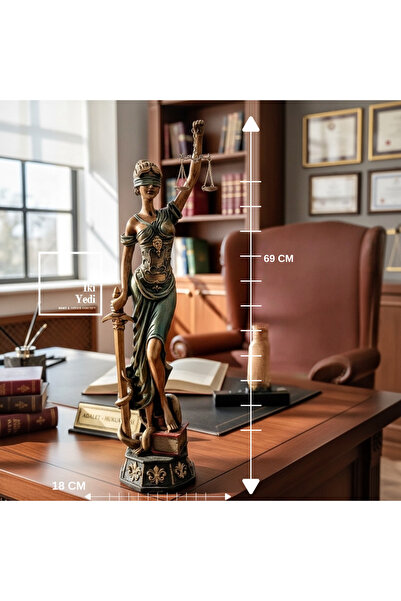 İki Yedi Konsept Themis Adalet Heykeli 69 cm Yeşil, Büyük Boy Lady Justice, A...