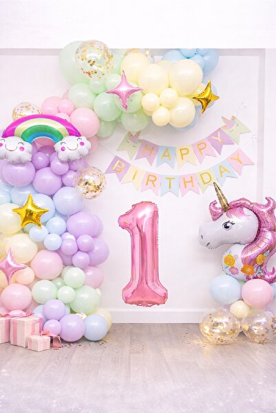 BKMC PARTY Set de decorațiuni pentru ziua de naștere, cu tematică unicorn și ...